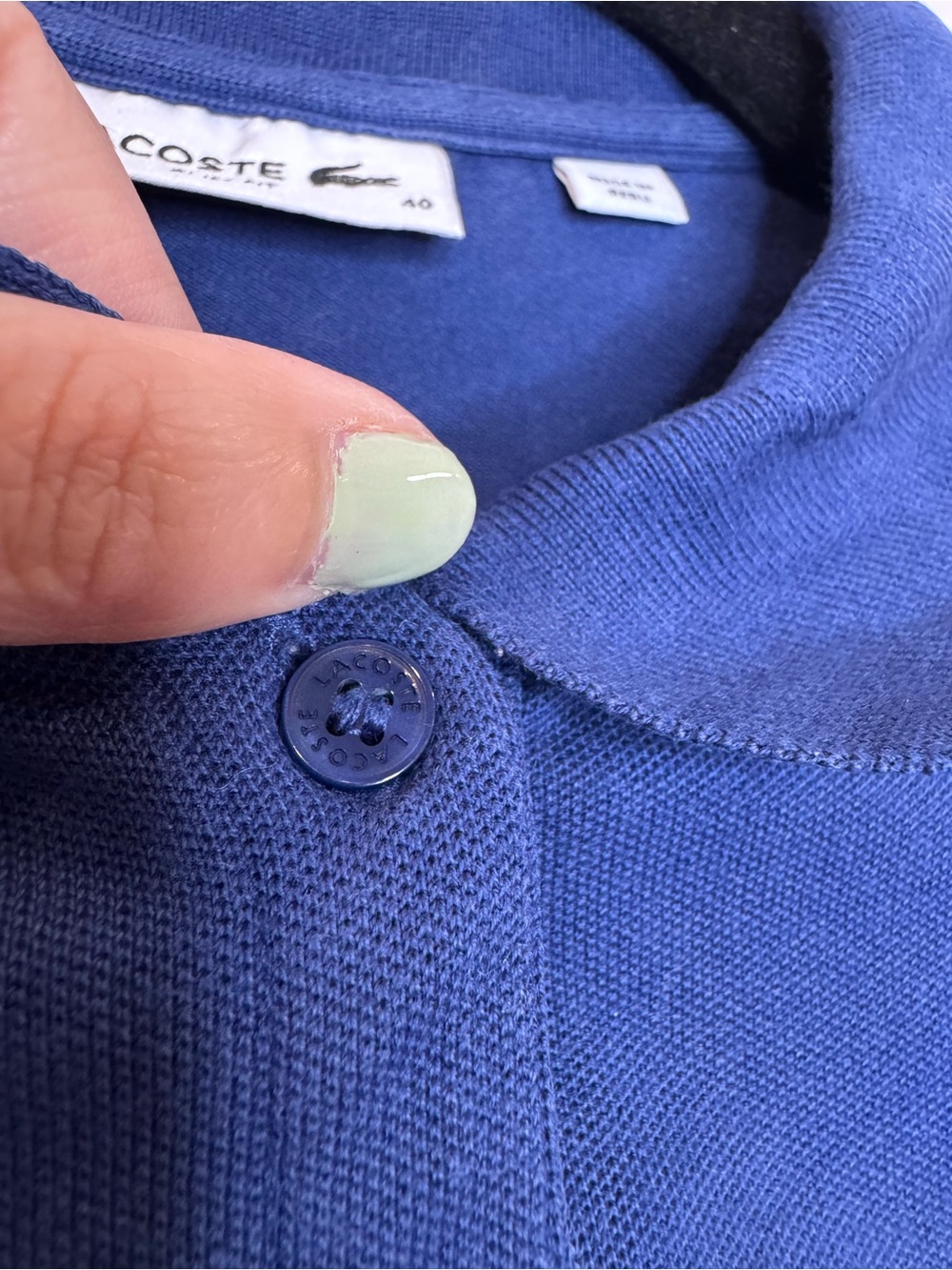 Lacoste Women's Long Sleeve V-Neck Polo Sweater Blue alligator embroidered logo - Picture 6 of 8